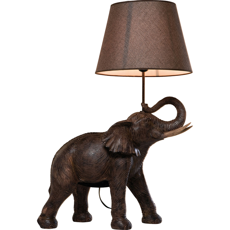 Настольная лампа Elephant Holding Lampshade Коричневый Настольная лампа Elephant Holding Lampshade Коричневый в Костроме | Loft Concept