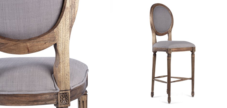 Барный стул REGENCY MEDALLION BARSTOOL Taupe Linen Барный стул REGENCY MEDALLION BARSTOOL Taupe Linen - Loft-Concept в Костроме