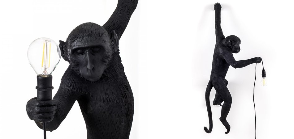 БРА SELETTI MONKEY LAMP HANGING VERSION Black БРА SELETTI MONKEY LAMP HANGING VERSION Black - Loft-Concept в Костроме