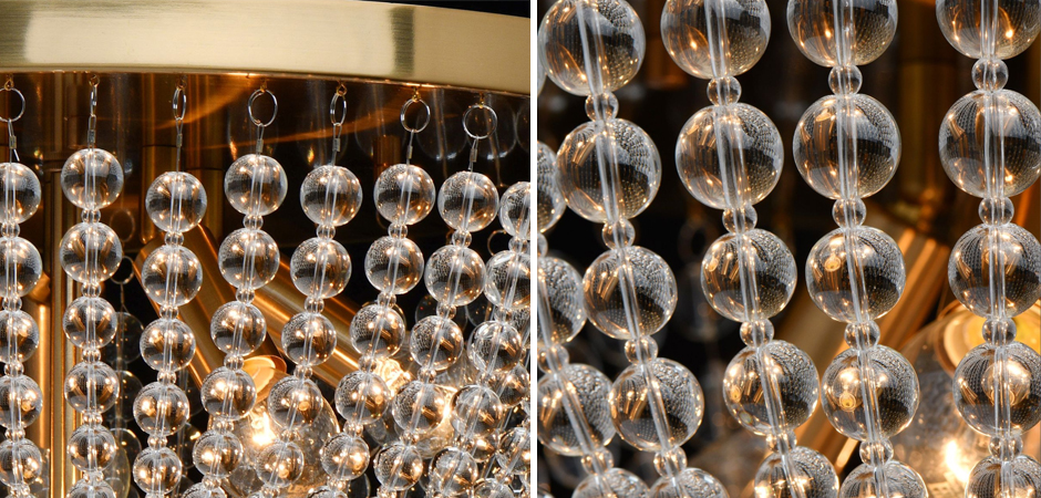 Потолочный светильник Virginia Clear Beads ceiling Gold L Потолочный светильник Virginia Clear Beads ceiling Gold L - Loft-Concept в Костроме