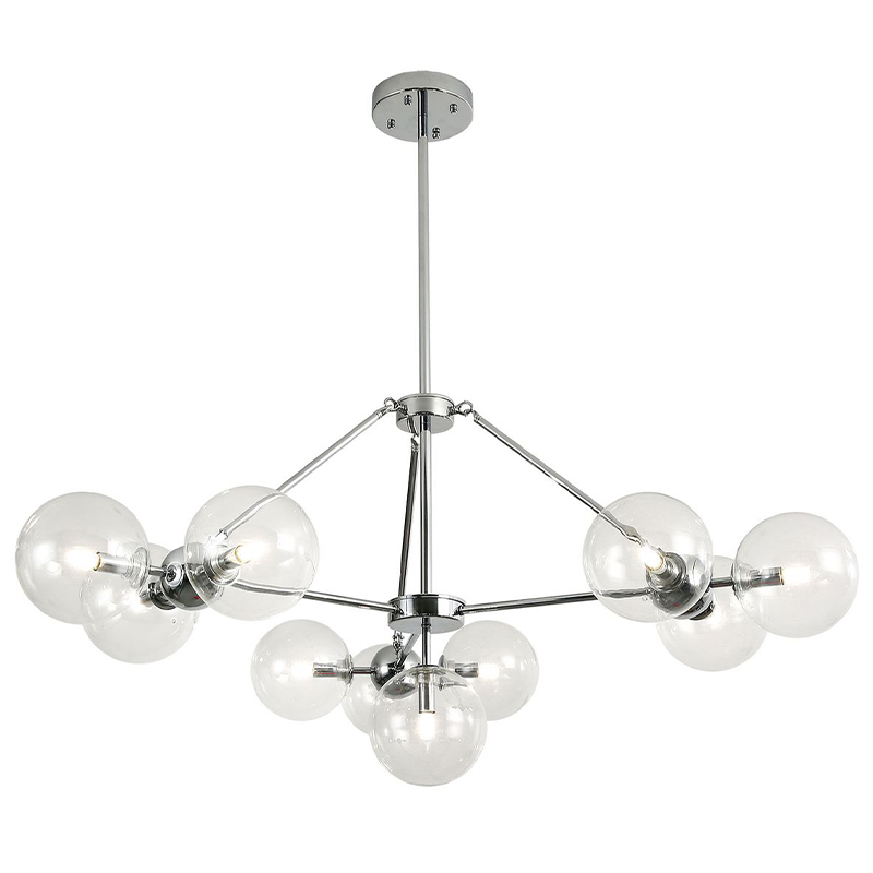 Люстра Modo Chandelier Chrome 10 Хром Прозрачное Стекло Люстра Modo Chandelier Chrome 10 Хром Прозрачное Стекло в Костроме | Loft Concept