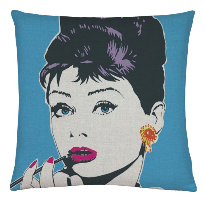 Декоративная подушка Audrey Hepburn #3 Синий Декоративная подушка Audrey Hepburn #3 Синий в Костроме | Loft Concept