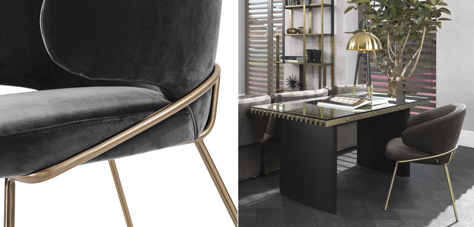Стул Eichholtz Dining Chair Kinley dark grey Стул Eichholtz Dining Chair Kinley dark grey - Loft-Concept в Костроме