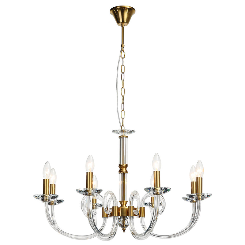 Люстра Twisted Glass Candles Chandelier Золотой Прозрачное Стекло Люстра Twisted Glass Candles Chandelier Золотой Прозрачное Стекло в Костроме | Loft Concept