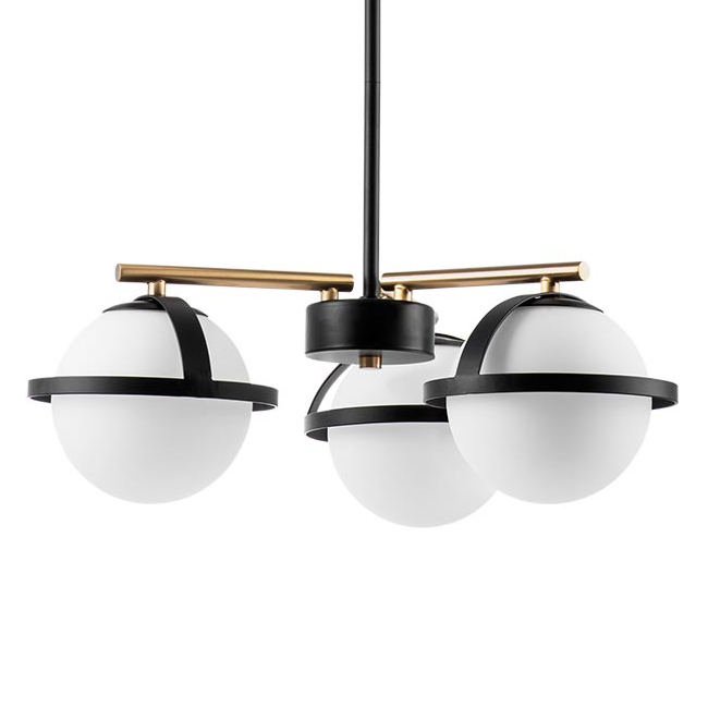Люстра Balls in Cap Chandelier 3 Черный Белый Латунь Люстра Balls in Cap Chandelier 3 Черный Белый Латунь в Костроме | Loft Concept