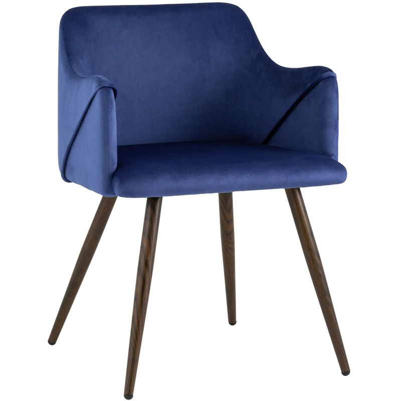 Стул Monarch Chair Синий Велюр Синий Коричневый Стул Monarch Chair Синий Велюр Синий Коричневый в Костроме | Loft Concept