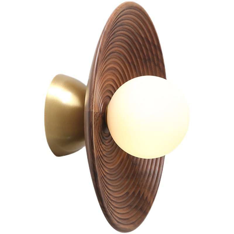 Бра Noya Wooden Wall Lamp Белый Коричневый Латунь сатинированная Бра Noya Wooden Wall Lamp Белый Коричневый Латунь сатинированная в Костроме | Loft Concept