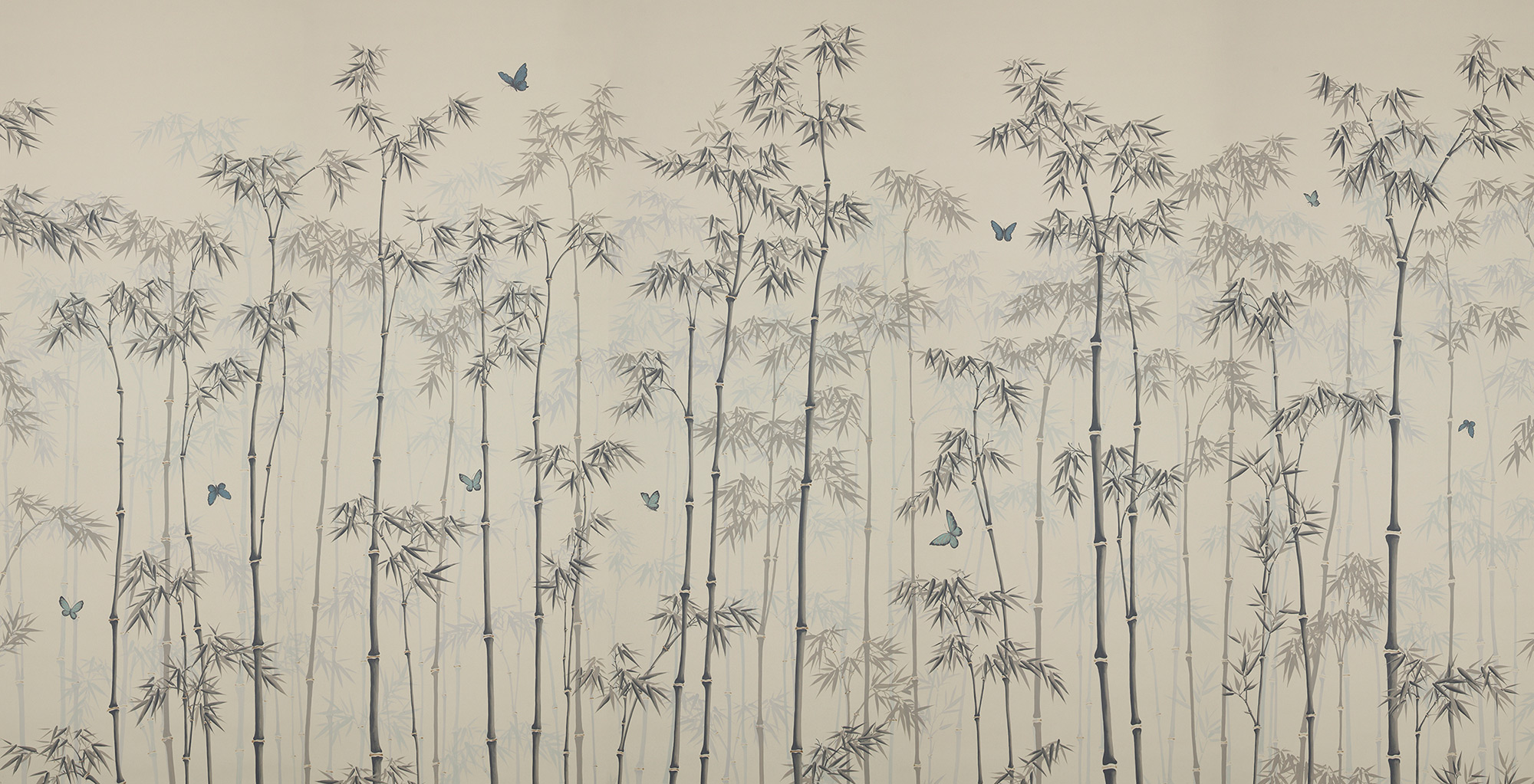 Обои ручная роспись Distant Bamboo Special Colourway on white dyed paper Обои ручная роспись Distant Bamboo Special Colourway on white dyed paper - постер Loft-Concept в Костроме