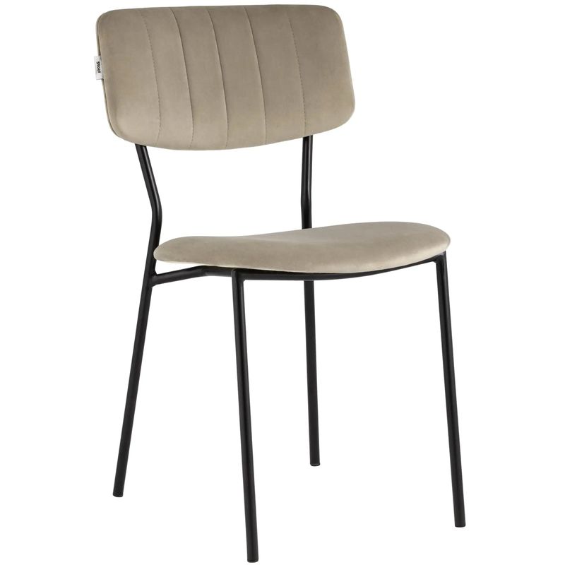Стул Singer Chair без подлокотника Бежевый Велюр Бежевый Черный Стул Singer Chair без подлокотника Бежевый Велюр Бежевый Черный в Костроме | Loft Concept