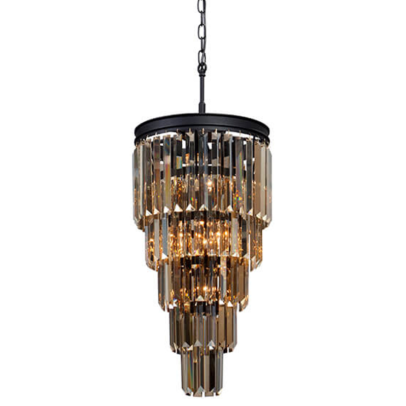 Люстра ODEON Amber GLASS 5-TIER  Black Янтарное стекло D 33 Черный матовый в Костроме | Loft Concept 