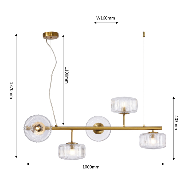 Люстра Blown Glass с прозрачными рельефными плафонами Люстра Blown Glass с прозрачными рельефными плафонами в Костроме