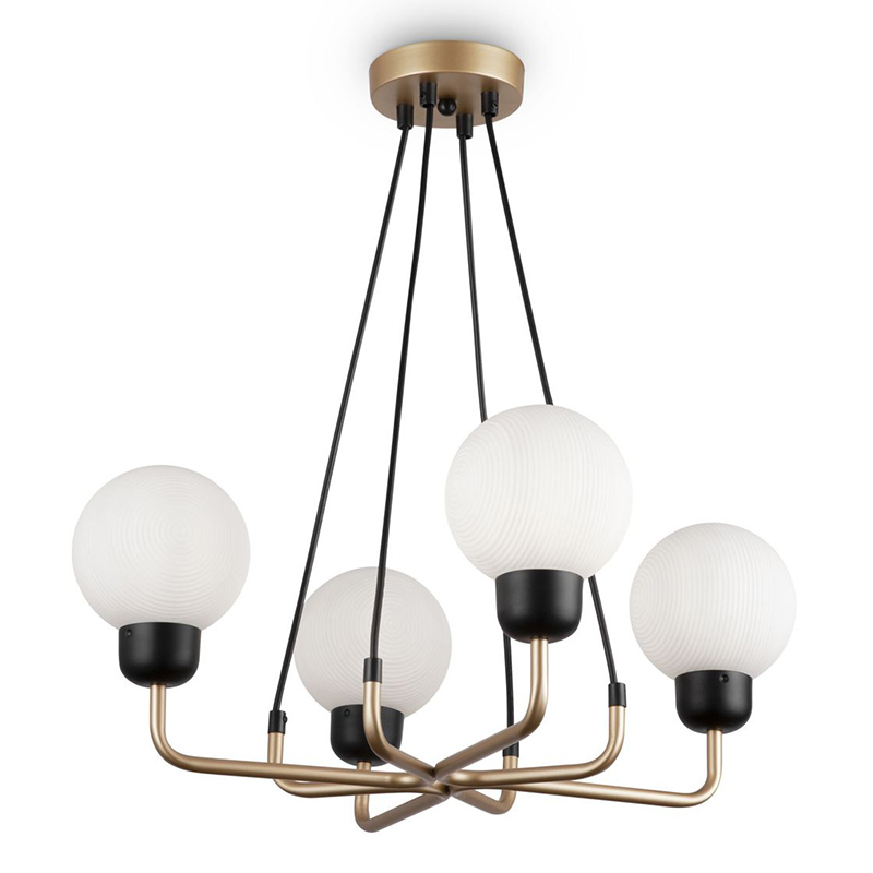 Люстра Andresa Chandelier 4 Balls Золотой Белое матовое стекло Люстра Andresa Chandelier 4 Balls Золотой Белое матовое стекло в Костроме | Loft Concept