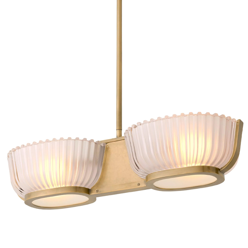 Люстра Eichholtz Chandelier Artos Double Латунь Белое матовое стекло Люстра Eichholtz Chandelier Artos Double Латунь Белое матовое стекло в Костроме | Loft Concept