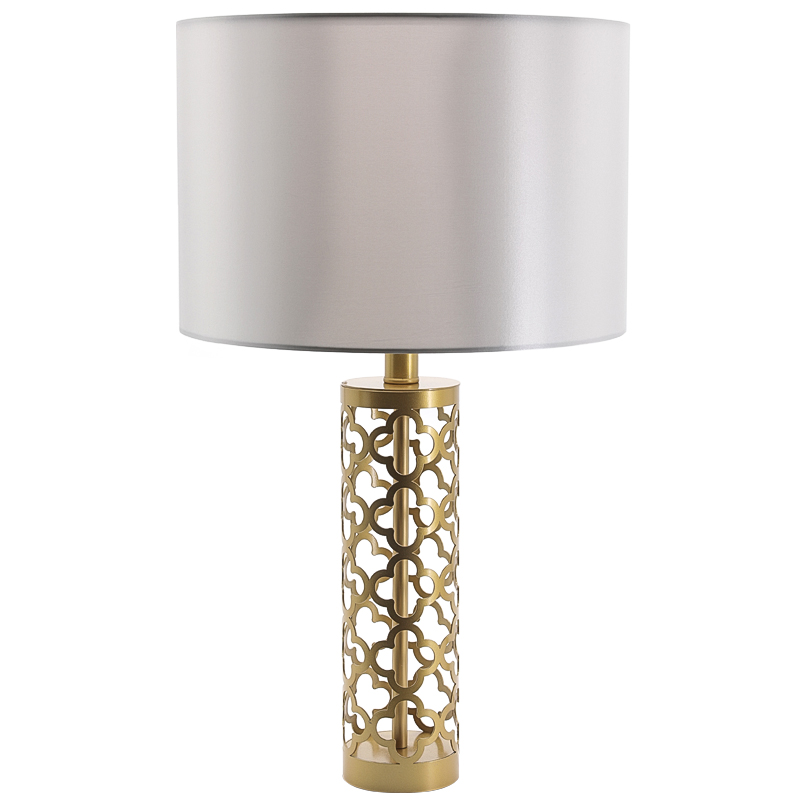 Настольная лампа Arabesque Quatrefoil Drum Table Lamp Золотой Серый Настольная лампа Arabesque Quatrefoil Drum Table Lamp Золотой Серый в Костроме | Loft Concept