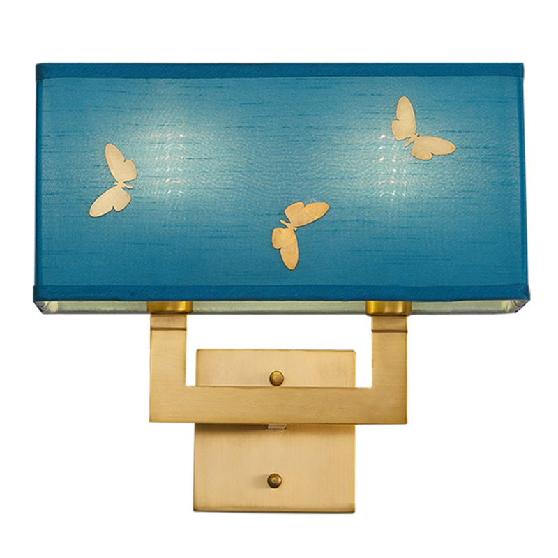 Бра с бабочками Butterflies Blue Background Wall Lamp 2 Латунь Бирюзовый Бра с бабочками Butterflies Blue Background Wall Lamp 2 Латунь Бирюзовый в Костроме | Loft Concept