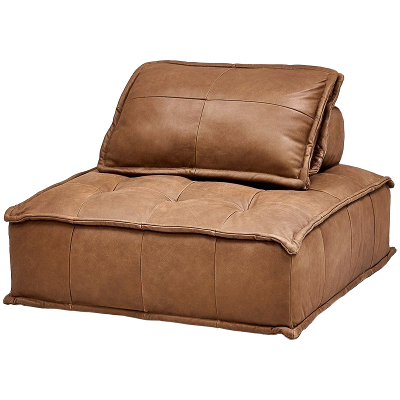 Модульное коричневое кожаное кресло Caron Leather Armchair Коричневый Модульное коричневое кожаное кресло Caron Leather Armchair Коричневый в Костроме | Loft Concept