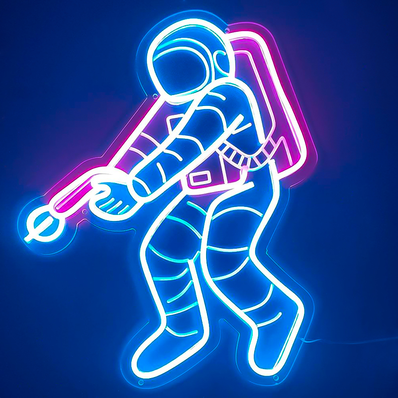Неоновая настенная лампа Astronaut Neon Wall Lamp Синий Лиловый Неоновая настенная лампа Astronaut Neon Wall Lamp Синий Лиловый в Костроме | Loft Concept