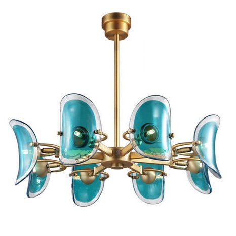 Люстра Lily Turquoise Glass circle Глянцевое золото Бирюзовый Люстра Lily Turquoise Glass circle Глянцевое золото Бирюзовый в Костроме | Loft Concept