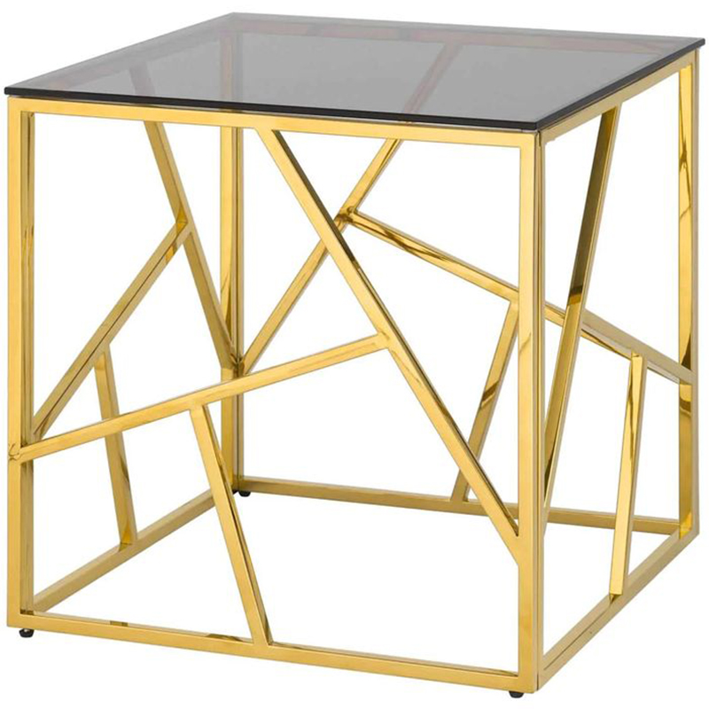 Стол приставной Geometry Serene Phoenix Gold Золотой Стекло Смок Стол приставной Geometry Serene Phoenix Gold Золотой Стекло Смок в Костроме | Loft Concept