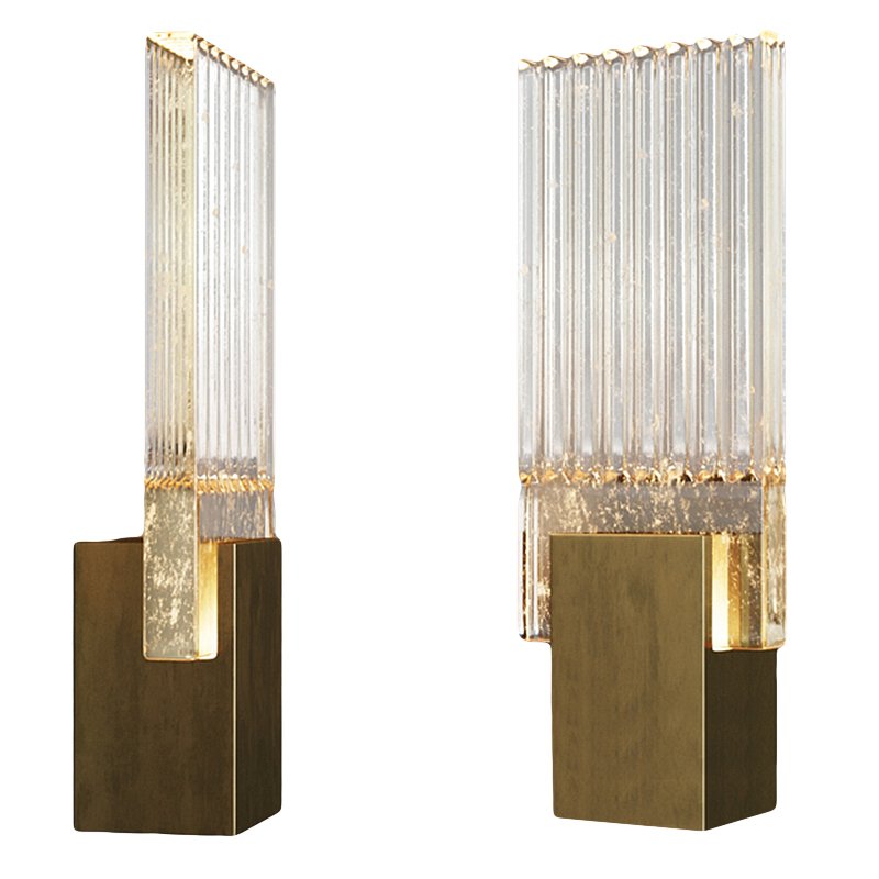 Бра PLEATED GLASS SCONCE Прозрачный (Transparent) Латунь Бра PLEATED GLASS SCONCE Прозрачный (Transparent) Латунь в Костроме | Loft Concept