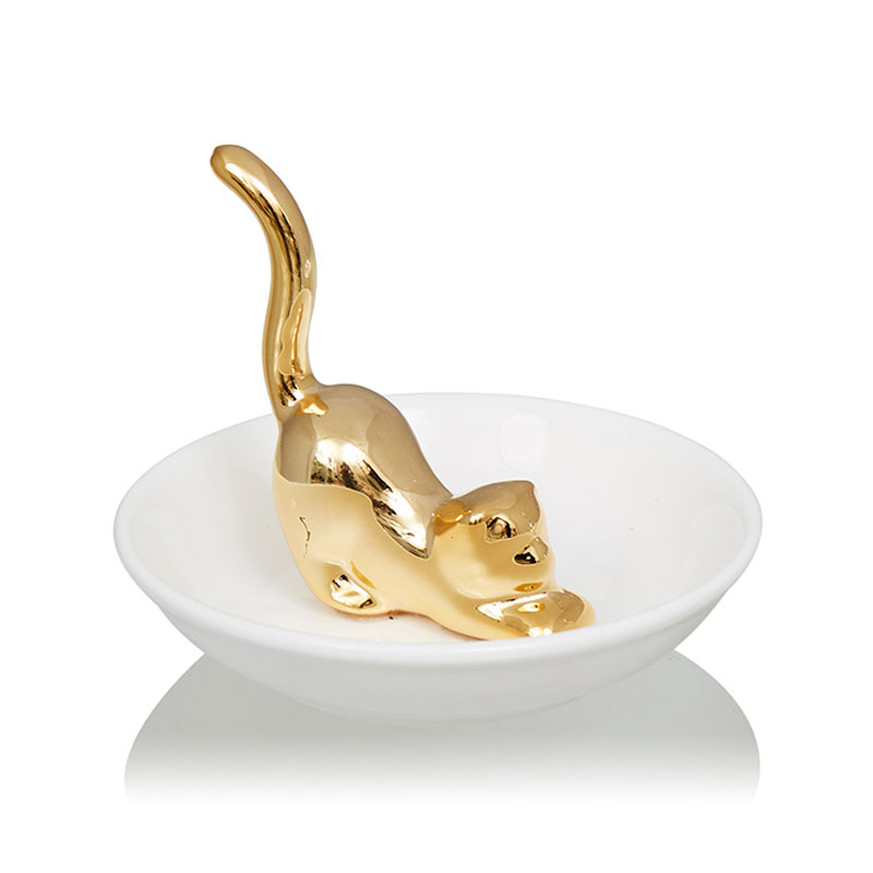 Блюдо Decorative Dish Cat Белый Глянцевое золото Блюдо Decorative Dish Cat Белый Глянцевое золото в Костроме | Loft Concept
