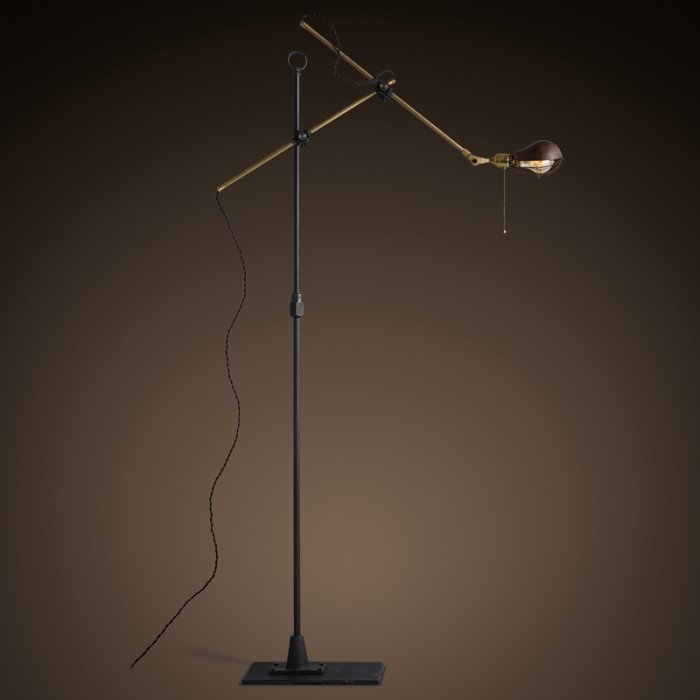 Напольный светильник Steampunk Extension Pole Floor 2 Латунь Черный Напольный светильник Steampunk Extension Pole Floor 2 Латунь Черный в Костроме | Loft Concept