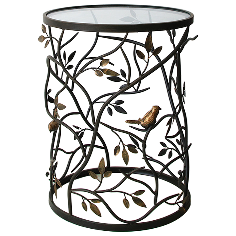 Приставной стол Ruairi Metal Leaves Side Table Черный Золотой Прозрачное Стекло Приставной стол Ruairi Metal Leaves Side Table Черный Золотой Прозрачное Стекло в Костроме | Loft Concept