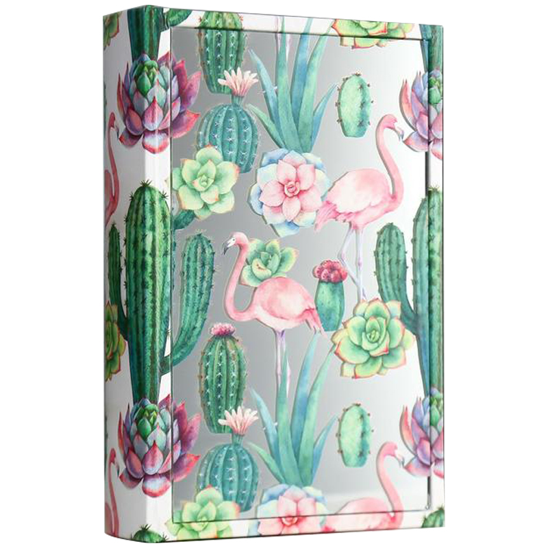Шкатулка-книга Flamingos and Cacti Mirror Book Box Белый Зеленый Розовый Шкатулка-книга Flamingos and Cacti Mirror Book Box Белый Зеленый Розовый в Костроме | Loft Concept