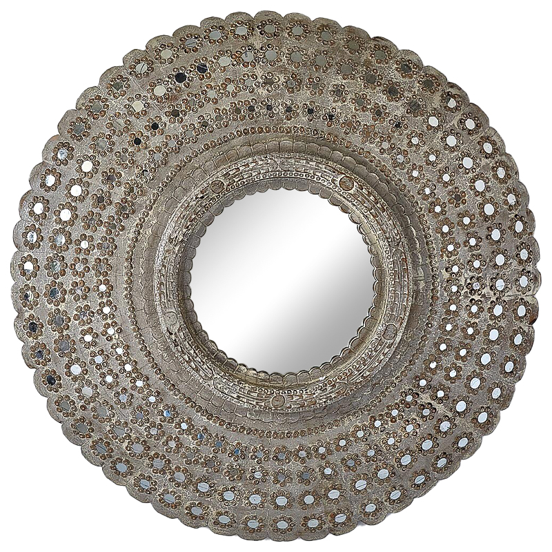 Зеркало Kiran Peacock Mirrors circle Restoration Hardware Бежево-серый Зеркало Kiran Peacock Mirrors circle Restoration Hardware Бежево-серый в Костроме | Loft Concept