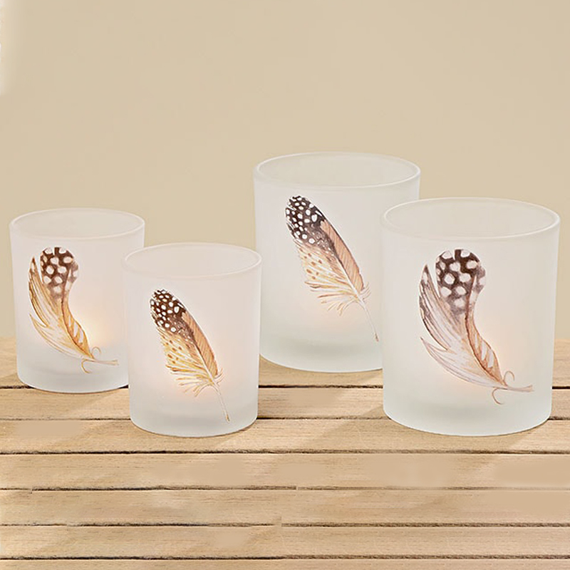 Набор из 2-х подсвечников Feather Candlestick Бежевый Коричневый Белое матовое стекло Набор из 2-х подсвечников Feather Candlestick Бежевый Коричневый Белое матовое стекло в Костроме | Loft Concept