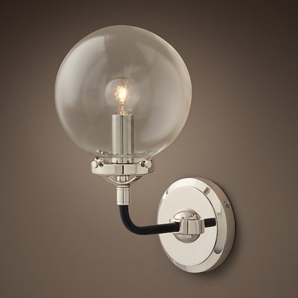 Бра Bistro Globe Clear Glass Single Sconce Nickel Бра Bistro Globe Clear Glass Single Sconce Nickel в Костроме | Loft Concept