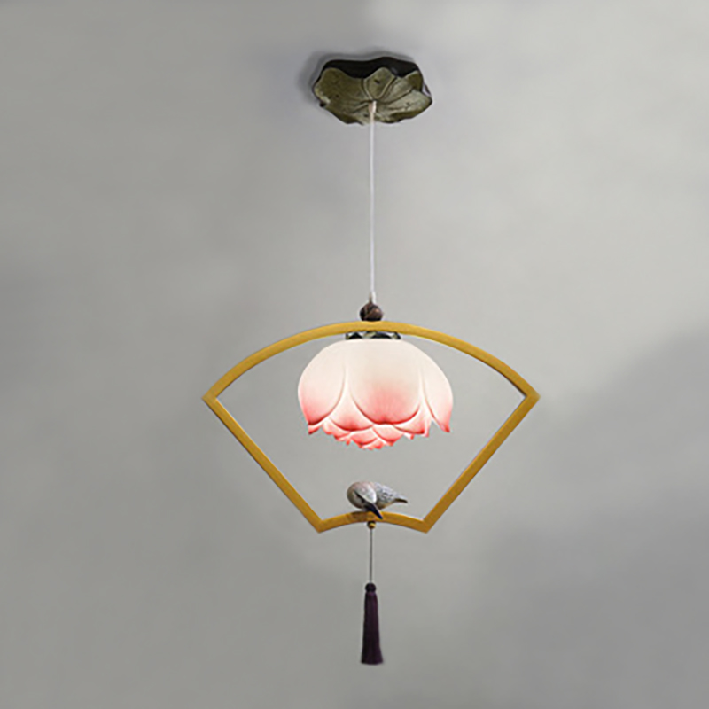 Подвесной светильник Bird with Tassel Fan Латунь Голубой Белый Розовый пастельный Подвесной светильник Bird with Tassel Fan Латунь Голубой Белый Розовый пастельный в Костроме | Loft Concept