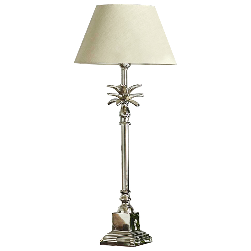 Настольная лампа с абажуром Palm Lampshade Table Lamp Хром Бежевый Настольная лампа с абажуром Palm Lampshade Table Lamp Хром Бежевый в Костроме | Loft Concept