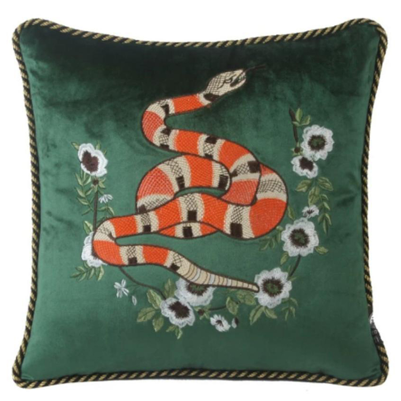 Подушка с Вышивкой Стиль Gucci IV Зеленый Подушка с Вышивкой Стиль Gucci IV Зеленый в Костроме | Loft Concept