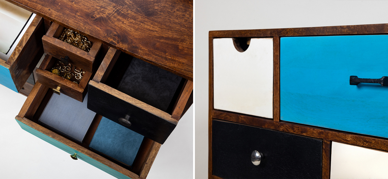 Комод из массива с разноцветными ящиками Fancy - фото №1