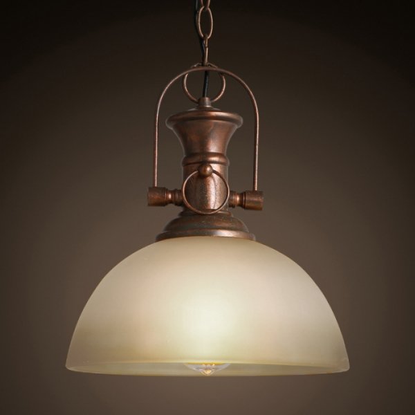Люстра Old Copper Pendant Glass Белый Медь Люстра Old Copper Pendant Glass Белый Медь в Костроме | Loft Concept