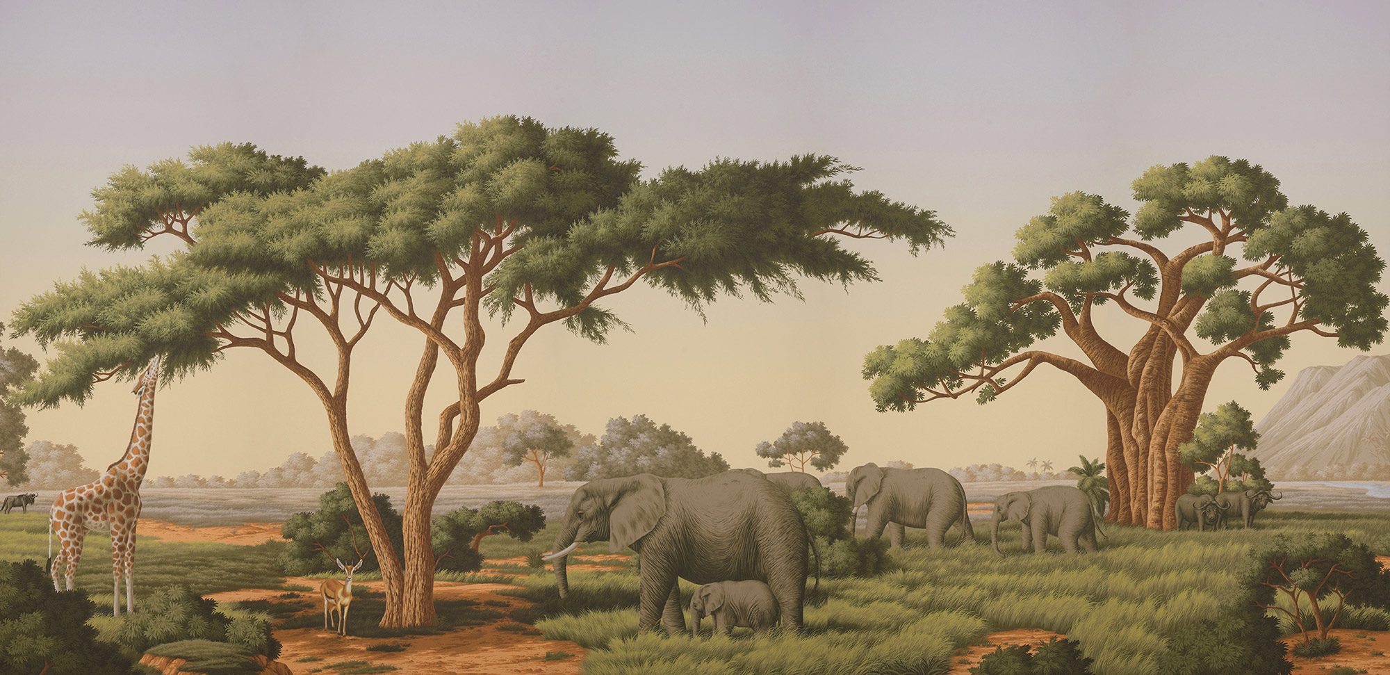 Обои ручная роспись African Savannah Amarelo on scenic paper Обои ручная роспись African Savannah Amarelo on scenic paper - постер Loft-Concept в Костроме