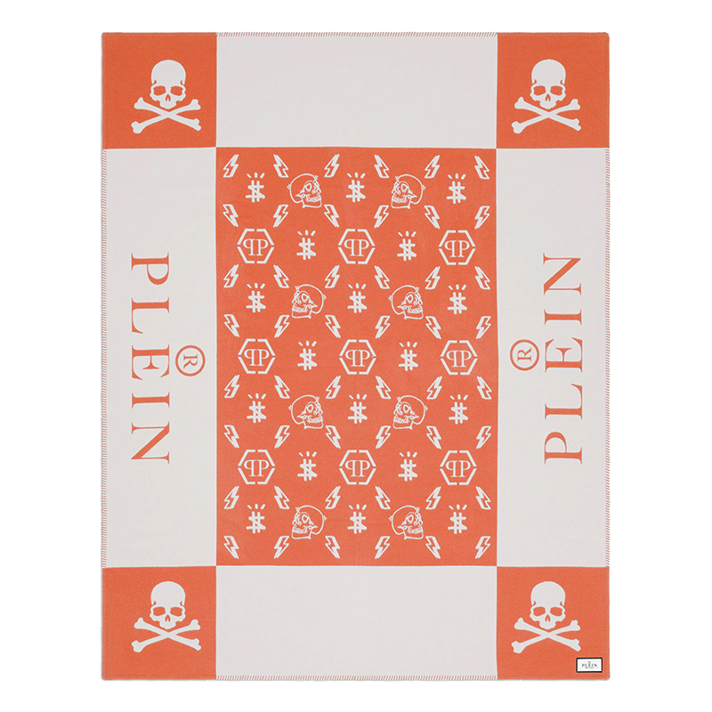 Плед Philipp Plein Plaid Cashmere Skull Orange Оранжевый Белый Плед Philipp Plein Plaid Cashmere Skull Orange Оранжевый Белый в Костроме | Loft Concept