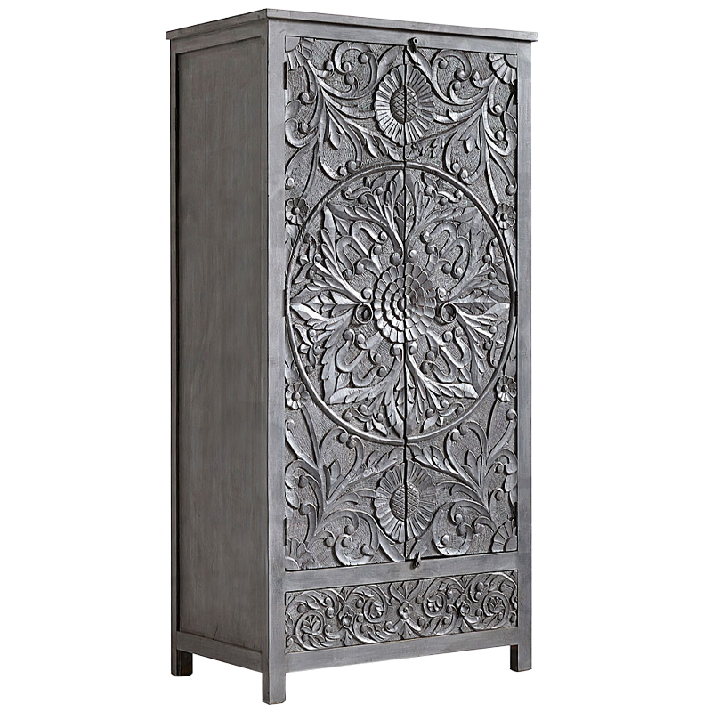 Шкаф Indian Antique White Furniture Cupboard Devan серый Серый Шкаф Indian Antique White Furniture Cupboard Devan серый Серый в Костроме | Loft Concept