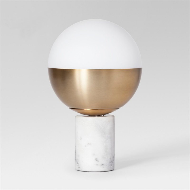 Настольная лампа Geneva Globe Marble Белый Латунь Настольная лампа Geneva Globe Marble Белый Латунь в Костроме | Loft Concept