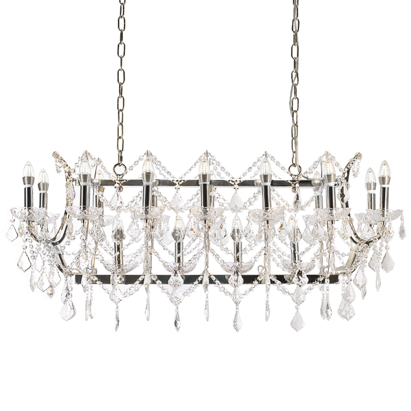 Люстра 19TH C. ROCOCO IRON & CLEAR CRYSTAL Rectangular Серебряный Прозрачное Стекло Люстра 19TH C. ROCOCO IRON & CLEAR CRYSTAL Rectangular Серебряный Прозрачное Стекло в Костроме | Loft Concept