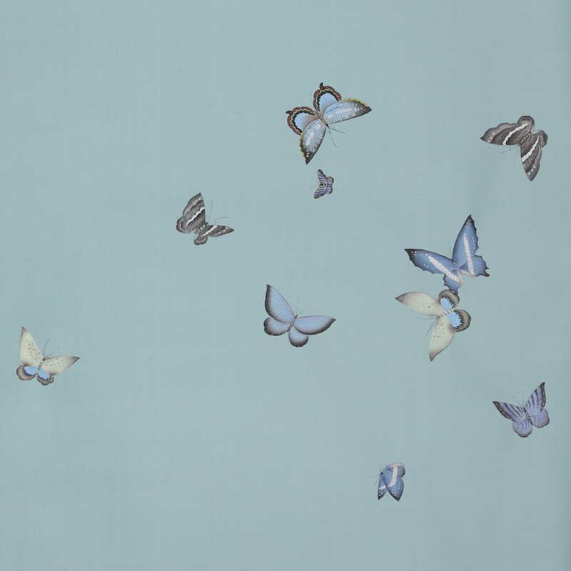 Обои ручная роспись Butterflies Special Colourway on Duck Egg dyed silk  в Костроме | Loft Concept 