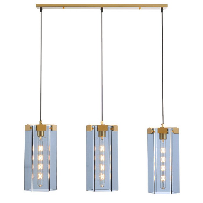Люстра Rectangle Gray Glass Pendant Lamp 3 Золотой Прозрачное Стекло Люстра Rectangle Gray Glass Pendant Lamp 3 Золотой Прозрачное Стекло в Костроме | Loft Concept