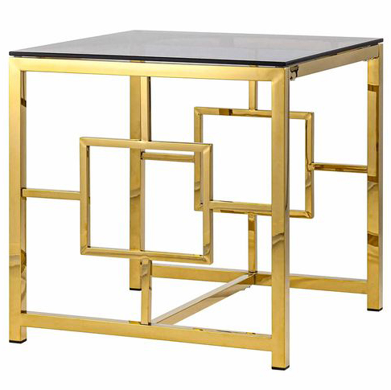 Стол приставной Milan Tables Gold Золотой Стекло Смок Стол приставной Milan Tables Gold Золотой Стекло Смок в Костроме | Loft Concept