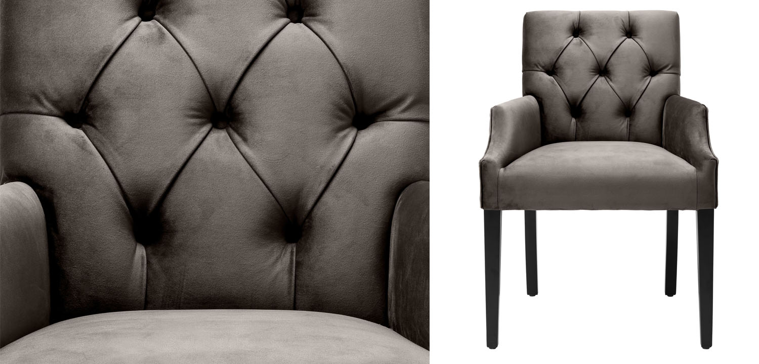 Стул Eichholtz DINING CHAIR ATENA WITH ARM dark - фото