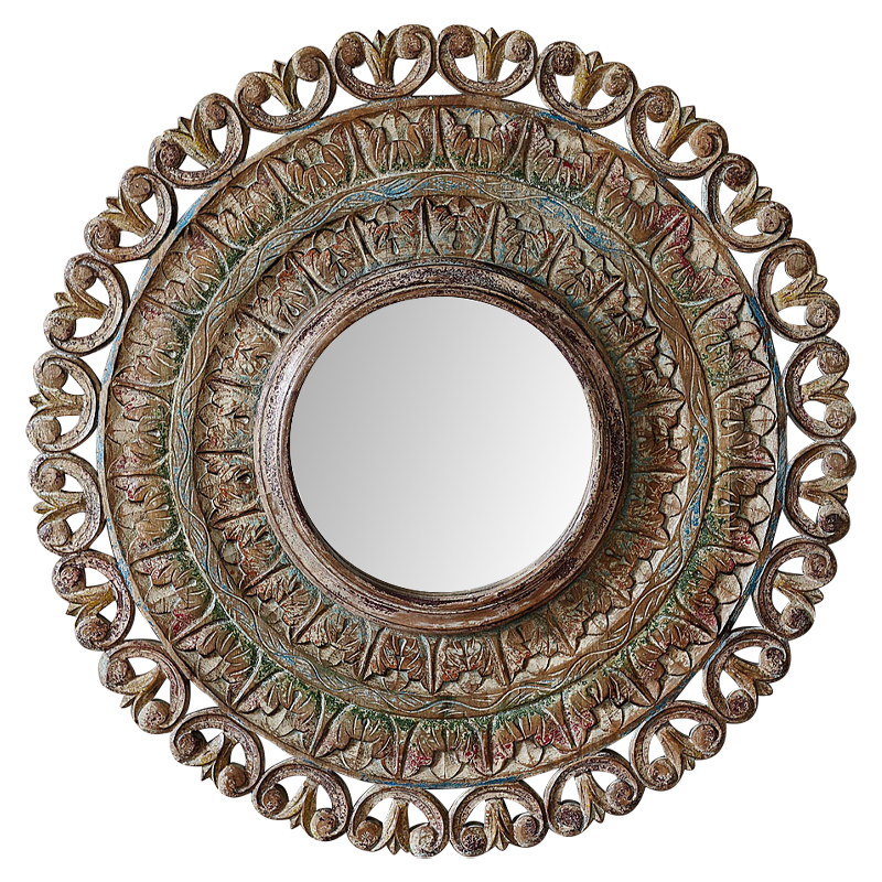 Зеркало в резной раме Manjula Grey Mango Carved Mirror Бежевый Мульти Зеркало в резной раме Manjula Grey Mango Carved Mirror Бежевый Мульти в Костроме | Loft Concept