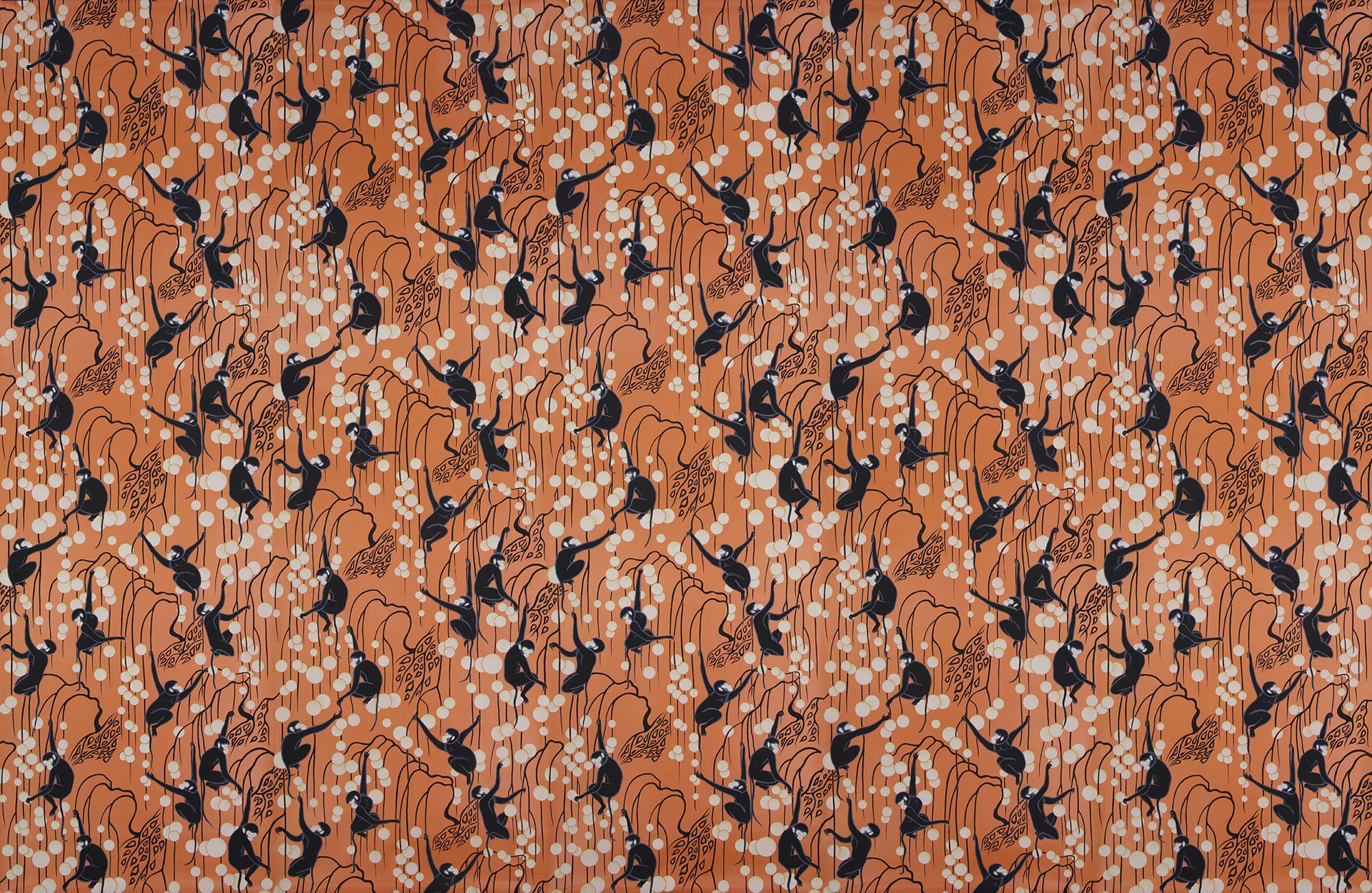 Обои ручная роспись Deco Monkeys Terracotta on dyed paper Обои ручная роспись Deco Monkeys Terracotta on dyed paper - постер Loft-Concept в Костроме