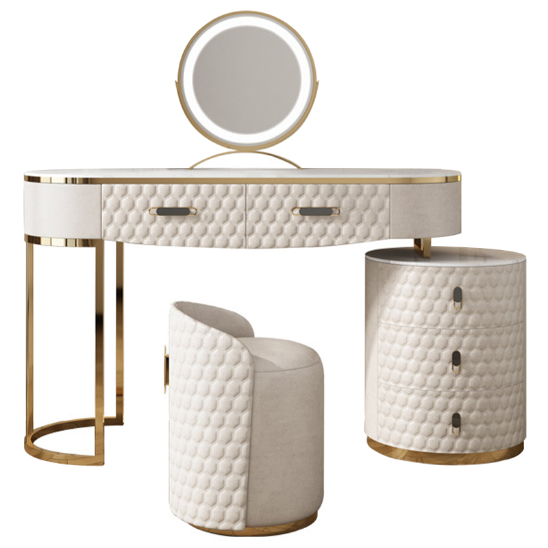 Трельяж Kathryn Bedroom Dressing Table White Белый Глянцевое золото Белый Мрамор Bianco в Костроме | Loft Concept 
