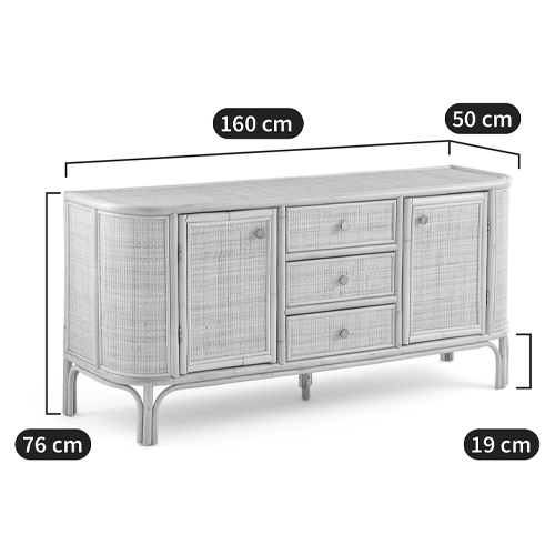 Длинный комод из ротанга с дверцами и ящиками Simone Rattan Chest of Drawers Длинный комод из ротанга с дверцами и ящиками Simone Rattan Chest of Drawers в Костроме