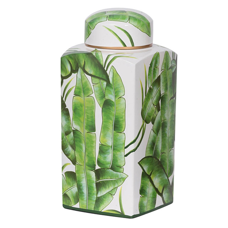 Ваза Vase Green Leaves 36 Зеленый Белый Ваза Vase Green Leaves 36 Зеленый Белый в Костроме | Loft Concept